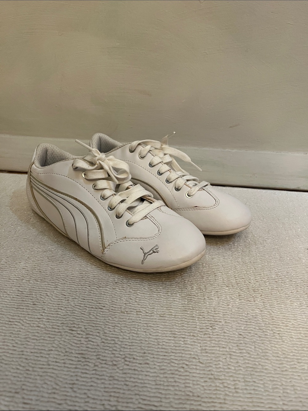 Puma Women's White Low-Profile Leather Sneakers